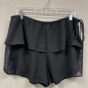 Black Ruffle Lace Trim Shorts